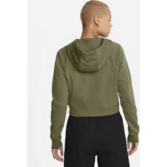 NEW Nike NSW Essential Cropped Hoodie Olive Green Medium Women's CJ6327-222 - Picture 3 of 8